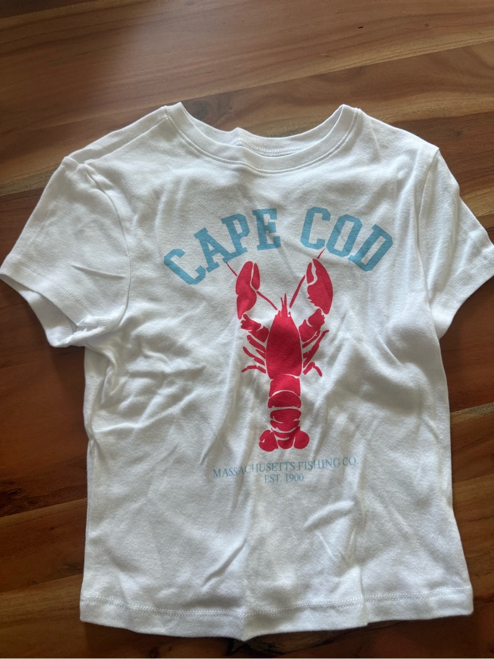 No Boundaries White Tee with Red Lobster and Light Blue Cape Cod Text